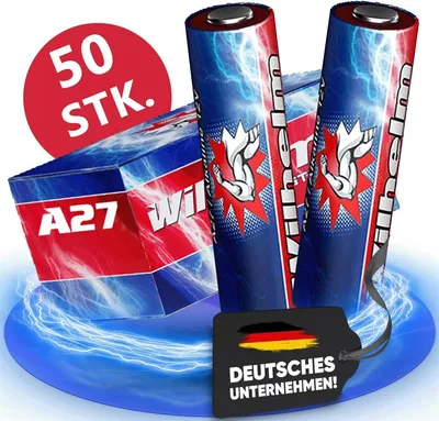 Produktbild von 50 x Wilhelm A27 Blister 12V Wilhelm Alkaline Batterien MN27 V27GA 27A 12 Volt 25 mAh
