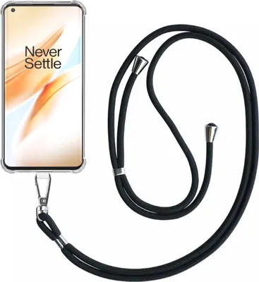 Produktbild von Handytasche passend für OnePlus 8 Pro Transparent ShockProof mit abnehmbarem Universal-Telefon-Lanyard - Schutzhülle Silikon ShockProof mit Lanyard - Smartphonics
