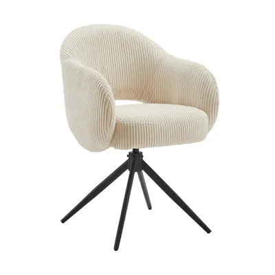 Produktbild von SIT Möbel Armlehnstuhl mit 360° Drehfunktion | Bezug Cord-Stoff beige | Metallgestell schwarz | B 58 x T 60 x H 84 cm | 19000-87 | Serie SIT&CHAIRS