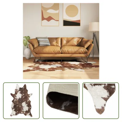 Produktbild von The Living Store Teppich Braun & Weiß 120x170 cm Kuhmuster Waschbar Rutschfest