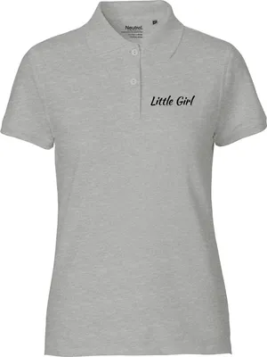 Produktbild von Huuraa Damen Polo Shirt Little Girl Schriftzug S Sport Grey Bio Baumwolle Fairtrade Poloshirt Geschenkidee