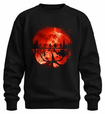 Produktbild von Upside Down Kinder auf Fahrrädern Monster Horror 80er Retro Sweatshirt Pullover, Schwarz, L