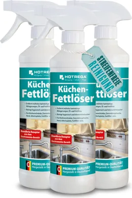 Produktbild von HOTREGA Küchen Fettlöser 500ml - Fettreiniger, Küchenreiniger, Fettentferner, Arbeitsplattenreinger, Herdreiniger