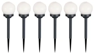 Produktbild von 6er Set LED Solar Steckleuchten, Kugel, Erdspieß, H 39 cm