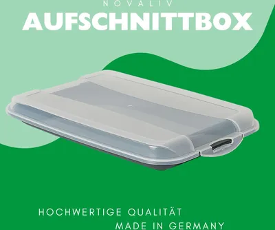 Immagine prodotto di Novaliv set di 4 contenitori per affettare di alta qualità color antracite con coperchio trasparente, contenitori per salsicce e formaggi Dimensioni 25x17x3 cm Organizzatore per il frigorifero Contenitore per pane croccante Flat must-have kitchen gadget