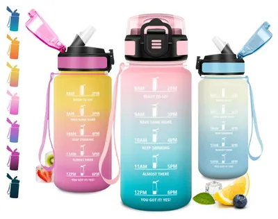 Productafbeelding van JAPORIA waterfles 500ml, drinkfles met rietje, waterfles met schenktuit