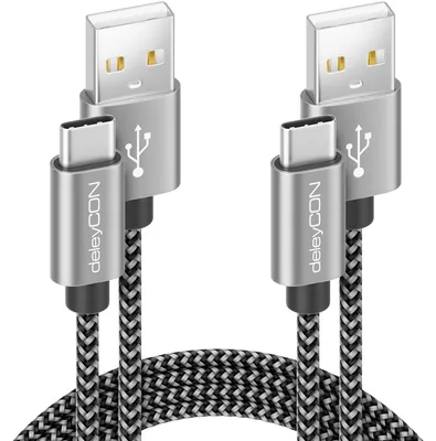 Produktbild von deleyCON USB-C Kabel Set 0,5m Nylon Ladekabel Datenkabel, 2 Stück