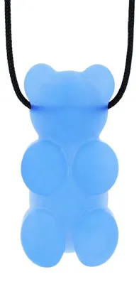 Productafbeelding van ARK Therapeutische Kauwketting, Gummibeertje, sensorisch speelgoed, blauw. Vriendelijke, berenvormige kauwketting, ideaal voor wie een gladde kauwtextuur prefereert.