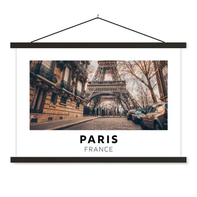 Produktbild von MuchoWow® Textilposter Frankreich - Paris - Eiffelturm 90x60 cm mit schwarzem Rahmen - Aufhängungssatz