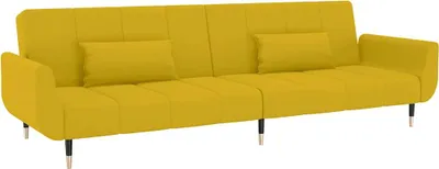 Produktbild von vidaXL Schlafsofa 2-Sitzer mit 2 Kissen Gelb Samt