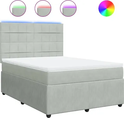 Obrázek produktu pro vidaXL Postel Boxspring s matrací Light Grey 160x200 cm Velvet