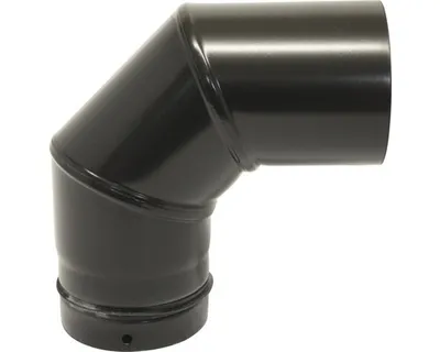 Produktbild von Pellet-Ofenrohr-Bogen Ø100 mm 90° ohne Tür schwarz