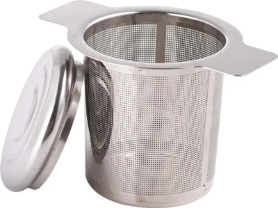 Image de Filtre à thé en acier inoxydable Infuseur à thé non toxique et durable avec couvercle Filtre à thé