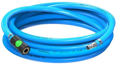 Productafbeelding van AUPROTEC Set persluchtslang, 6 mm diameter binnenmaat, 10 meter PVC-slang. Inclusief Prevost S1 veiligheidskoppeling voor persluchtcompressor. AUPROTEC compressorslang, zeer flexibel