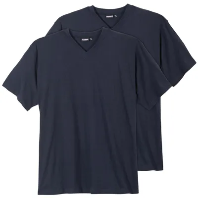 Produktbild von 2er-Pack V-Neck Basic T-Shirt Übergröße navy Adamo