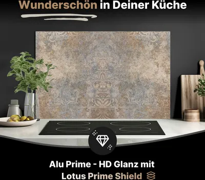 Produktbild von Spritzschutz Küchenrückwand aus Aluminiumverbund Glanz - 3mm - 100x40 cm  - Altes abgenutztes Mosaik Motiv