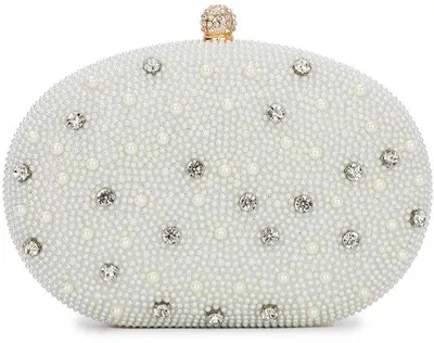 Productafbeelding van Solidchoice - Witte Parels Clutch voor Dames met Beading