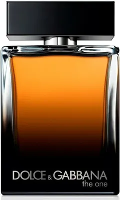 A close-up studio shot of a Dolce & Gabbana The One for Men Eau de Parfum spray bottle.