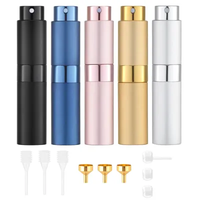 Produktbild von VATESI Mini Sprühflasche | Parfümflakon 8ml in Schwarz | Parfümzerstäuber für unterwegs | Taschenzerstäuber nachfüllbar | 5 Stück Parfüm Abfüller