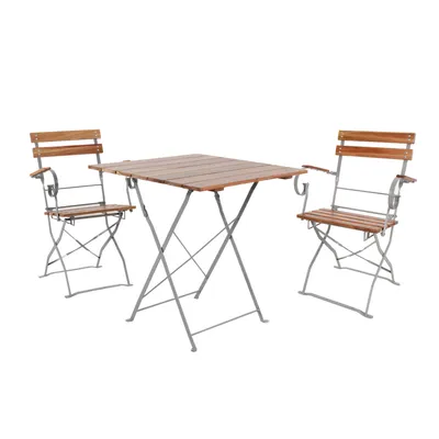 Produktbild von Biergarten-Set Sitzgruppe Biergartengarnitur Biergartenmöbel Armlehnen Tisch 70x70cm Stuhl 3tlg.