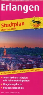 Obrázok produktu pre Erlangen. Mapa mesta v mierke 1:14 000