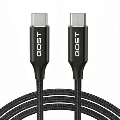 Productafbeelding van Qost - USB C Kabel - Oplaadkabel - Oplaadkabel & Datakabel - Snellader - 100W - USB-C naar USB-C - 0.5 Meter - Nylon gevlochten