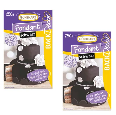 Produktbild von BackDecor Fondant schwarz , 2 x 250 g | 100% Vegan | Palmölfrei | Reißfest