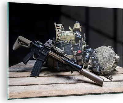 Produktbild von Bilder auf glas - Militaria Gewehr - 70x50cm - Glasbilder - Wandbilder - Kunstdruck - zum Aufhängen bereit - Wanddekoration aus Glas - Glas Bilder - Wandbild auf Glas - Einteilig - GAA70x50-3889