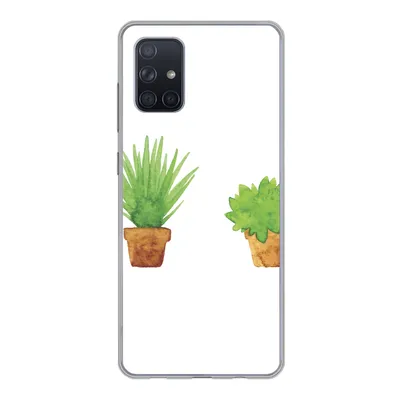 Produktbild von MuchoWow® Handyhülle Schutzhülle Hülle für Samsung Galaxy A51 Blumentopf - Aquarell - Pflanzen Silikon Softcase Handy Hülle - Schutzabdeckung