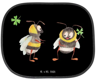 Produktbild von Mr. & Mrs. Panda Sonnenschutz Auto Bienen Paar - Schwarz - Geschenk, Freund, Autoscheibe, Schildkröten, für Frauen, Freundin, seitenscheibe, Sonnenblende, Hochzeitstag