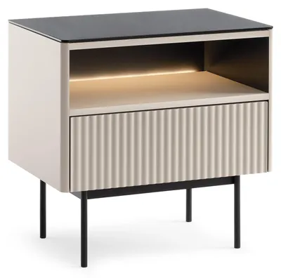 Produktbild von Nachttisch ORMIA 57,2 × 37,3 × 39 cm – Kaschmir mit schwarzen Details