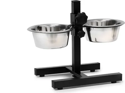 Produktbild von relaxdays Futterstation Hunde/Katzen silber 36,0 x 21,5 x 27,0 cm