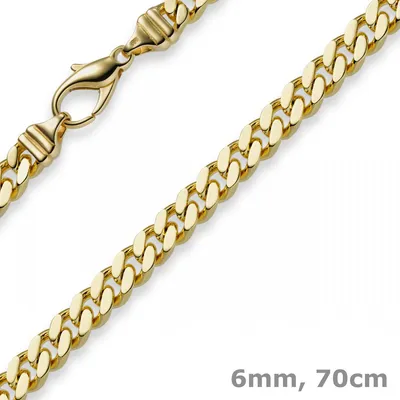 Produktbild von 6mm Panzerkette Kette Collier aus 750 Gold Gelbgold Goldkette 70cm Herren