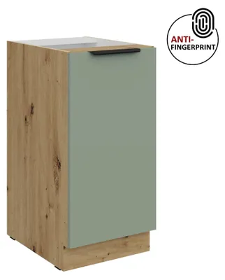 Produktbild von Küchen Unterschrank 40 cm Küche ARIA Aquamarin ultra matt + Eiche Artisan matt, hochwertige Fronten mit Anti Fingerprint Beschichtung Küchenzeile Küchenblock
