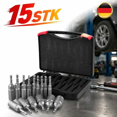 Produktbild von Stecknuss Bit 15-Teilig Nuss Set Steckschlüssel Für Akkuschrauber Bitsatz 6-19mm
