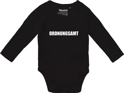 Produktbild von Huuraa Baby Body Ordnungsamt Schriftzug 62 Black  Baumwolle Fairtrade Langarmbody Geschenkidee