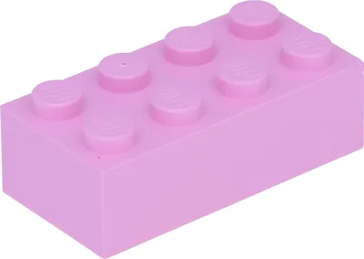 A single pink LEGO brick on a white background.