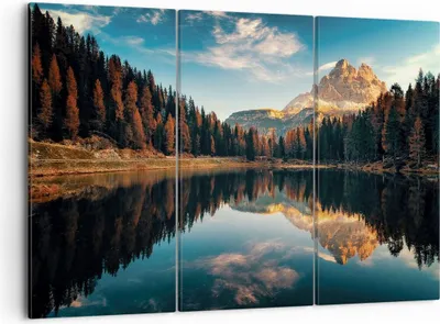 Produktbild von Bild auf Leinwand - Leinwandbild - 3 Teile - Spiegelung See Landschaft - 105x70cm - Wand Bild - Wanddeko - Wandbilder - Leinwanddruck - Bilder - Wanddekoration - Leinwand bilder - CE105x70-4589