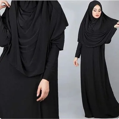 Produktbild von Damen Gebetskleid Schwarz 48-52 Abaya Muslim Langer Hijab Tesettür Namaz Elbisesi