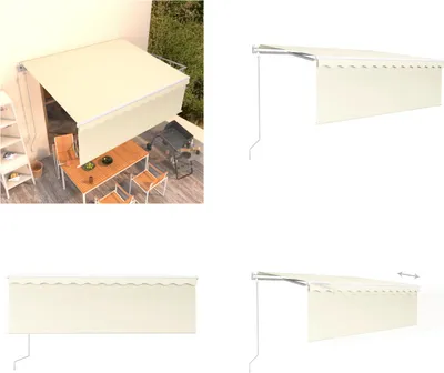 Produktbild von vidaXL Markise Automatisch Einziehbar mit Volant 4x3 m Creme - Markise - Markisen - Sonnendach - Sonnendächer