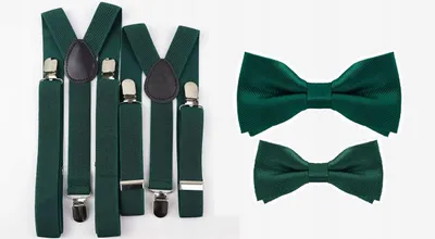 Produktbild von Ankani Elegantes Set: Hosenträger & Fliege in Flaschengrün