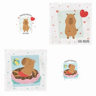 Produktbild von 4x Magisches Handtuch Zaubertuch Waschlappen Capybara