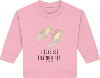 Produktbild von Mr. & Mrs. Panda Organic Baby Pullover Otter Hände halten 6. - 12. Monat - Baumwolle Pink - Geschenk, Liebe, Bullover, Romantisch, Seeotter, Paar, glücklich