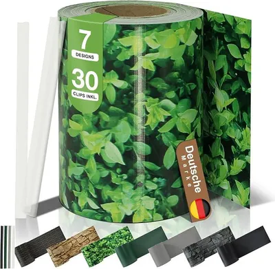 Imagen del producto de Barreras de protección visual · Valla de protección, 19 cm x 35 m, diseño de boj. 3 rollos · 450 g/m² · Incluye 30 clips. Panel para vallas de malla electrosoldada y vallas de malla. Opaco y resistente a la intemperie