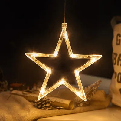 Produktbild von 2 Stücke LED Stern Lichterkette Fensterlicht mit Saugnapf Für Party Weihnachten Hängende Fenster Deko