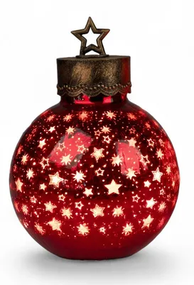 LED-Dekokugel 30 cm rot, Stern, Timer, inkl. Batterien