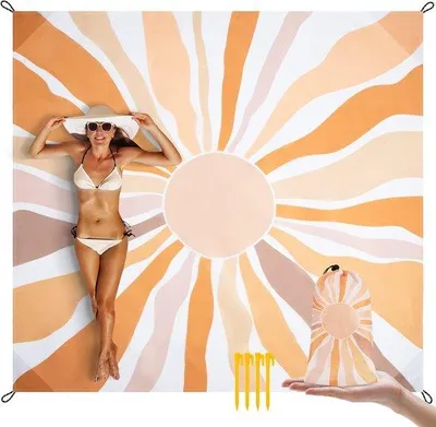 Produktbild von Famanu Stranddecke wasserfest, 200 x 220 cm, große Picknickdecke für 1-4 Personen, leicht und tragbar