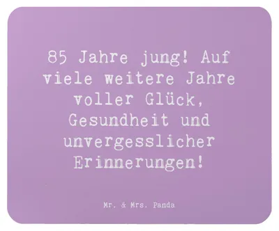 Produktbild von Mr. & Mrs. Panda Mauspad Spruch 85. Geburtstag Freude - Lavendeltraum - Geschenk, Mouse Pad, Mousepad, Gesundheit, pc, Jubiläum, Happy Birthday, computer, mausteppich