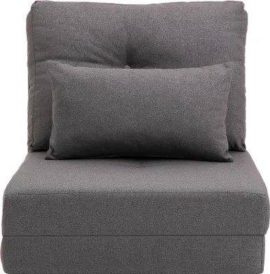 Produktbild von Klappmatratze Bodensessel 2-in-1 Schlafmatte, 60x80x56 cm dunkelgrau, abnehmbares Kissen
