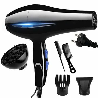 Produktbild von Haartrockner, Föhn, Profi Ionen Fön, schnell trocknend, geräuscharm, warm/kaltem Knopf, mit Stylingdüsen und Diffusorr